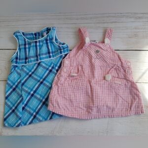 Sleeveless Baby Dresses 6 Months Blue Plaid Jumper Pink Overall Style